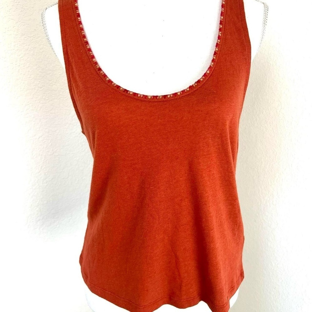 NWOT Free People Women's Orange Vest Embroidered Neck Top